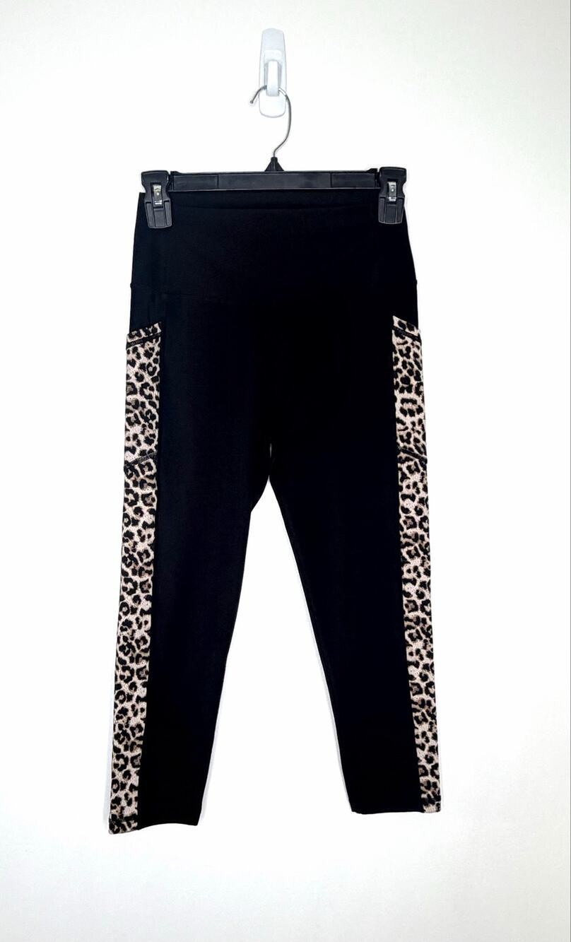 Zyia Active Brilliant Leopard Print Pocket Cropped Capri Leggings Sz 6-8